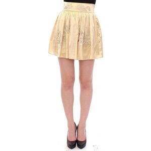 Andrea Incontri Beige Floral Embroidery Mini Women's Skirt